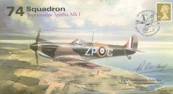 74 Squadron Supermarine Spitfire I signed Flight Lieutenant Peter May