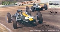 1963c LOTUS-CLIMAX, BRABHAM-CLIMAX, SOUTH AFRICA F1 cover signed DAN GURNEY
