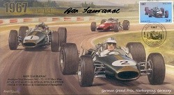 1967b BRABHAM-REPCO BT24s FERRARI NURBURGRING F1 cover signed RON TAURANAC