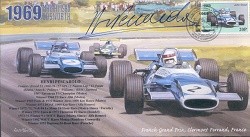 1969b MATRA MS80 BRABHAM BT26A CLERMONT-FERRAND F1 cover signed HENRI PESCAROLO