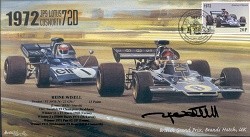 1972b JPS LOTUS 72D, TYRELL 003 BRANDS HATCH F1 cover signed REINE WISELL