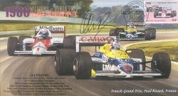 1986a WILLIAMS-HONDA FW11s PAUL RICARD F1 Cover signed ALLEN BERG