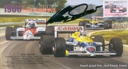 1986c WILLIAMS-HONDA FW11s PAUL RICARD F1 Cover signed MARC SURER