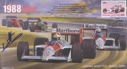 1988b McLAREN-HONDA MP4/4 BENETTON-COSWORTH F1 Cover signed JEAN-LOUIS SCHLESSER