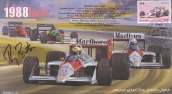 1988c McLAREN-HONDA MP4/4 BENETTON-COSWORTH F1 Cover signed THIERRY BOUTSEN