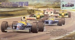 1992a WILLIAMS RENAULT FW14B SILVERSTONE F1 Cover signed MARTIN BRUNDLE