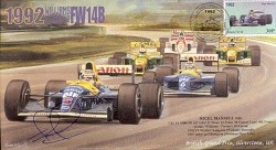1992c WILLIAMS RENAULT FW14B SILVERSTONE F1 Cover signed NIGEL MANSELL