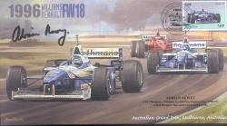 1996b WILLIAMS-RENAULT FW18s & FERRARI F310 F1 Cover signed ADRIAN NEWEY