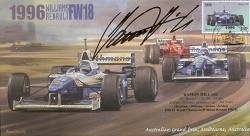 1996c WILLIAMS-RENAULT FW18s & FERRARI F310 F1 Cover signed DAMON HILL