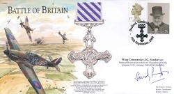 BB09e Battle of Britain - DFC signed Wg Cdr Sandy Sanders DFC