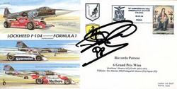JS(CC)38p Formula 1 cars vs ITAF F-104 Jet Aircraft race Patrese signed cover