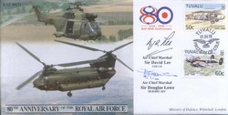 JS(CC)47f RAF 80th Anniversary - Support Helicopters signed ACM Sir David Lee &Sir Douglas Lowe