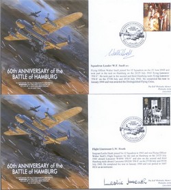 MF7 The Hamburg Raids signed Squadron Leader Walter Snell DFC & Flight Lieutenant Les Heath